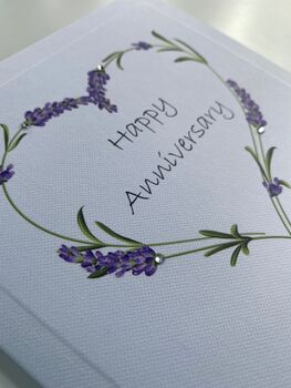 Handmade Lavender 'Happy Anniversary' Card, 2 of 2