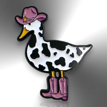 Cowgirl Cow Print Duck Western Enamel Pin, 4 of 9