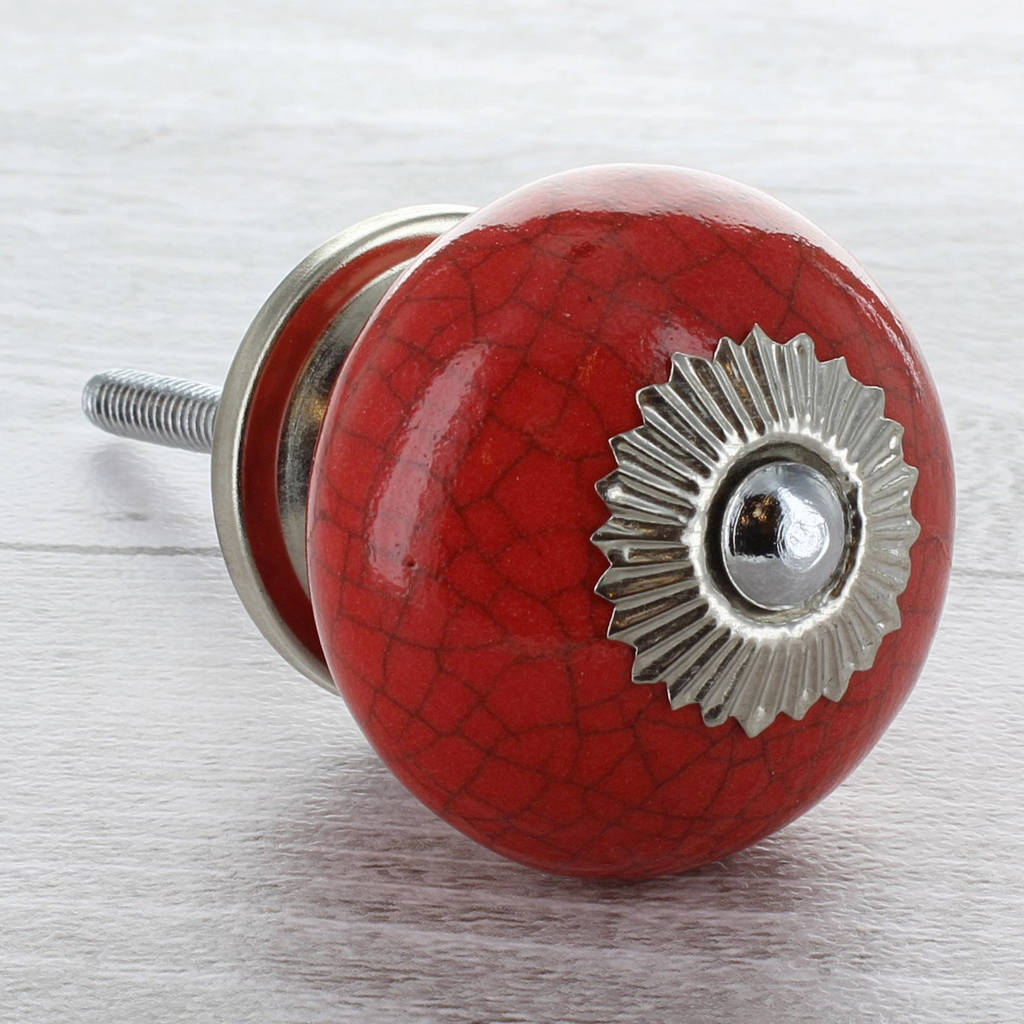 Red Crackle Cupboard Door Knob Drawer Handle By G Decor