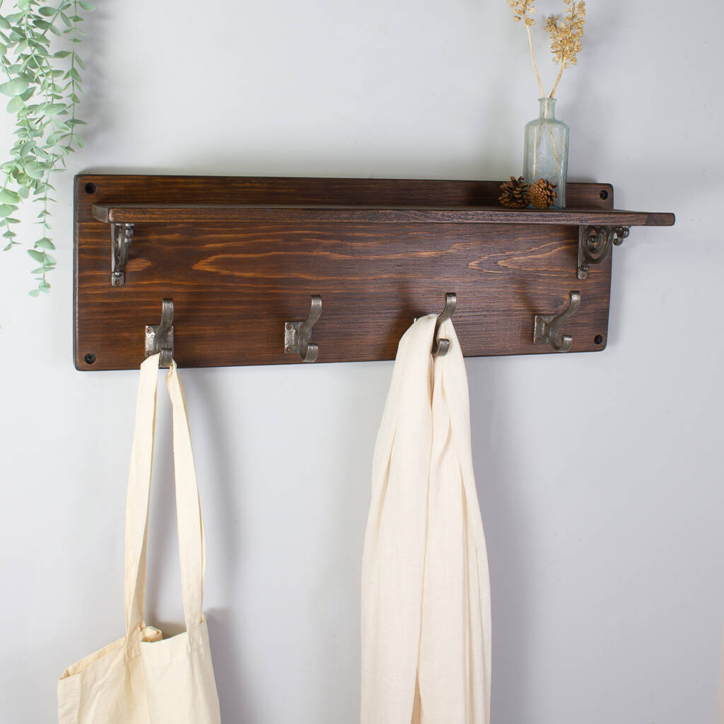 Reclaimed Wood Victorian Coat Hook Shelf By MöA Design