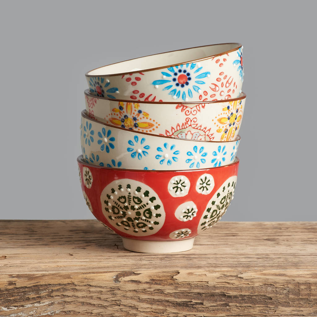 Set Of Four Patterned Ceramic Bowls, 1 of 5
