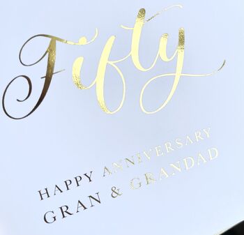 Personalised Golden Wedding Anniversary Metallic Card, 3 of 3