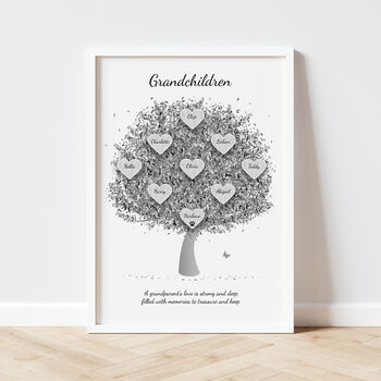 Personalised Grandchildren Tree Print Available In Six Colours, 2 of 11
