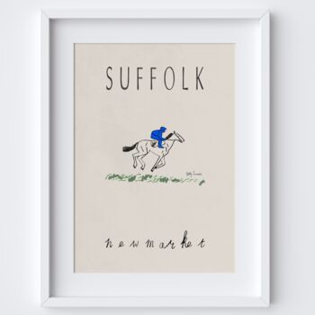 Newmarket Races Poster Suffolk Horse Racing Iconic Travel Print, 2 of 2