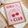 Girls Club Wall Art Print Pink Bows Cherries, thumbnail 2 of 10
