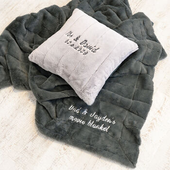 Personalised Luxury Large Super Soft Charcoal Blanket, 7 of 8