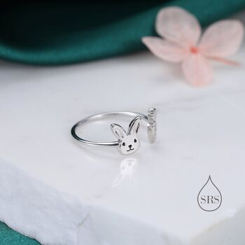 Rabbit And Carrot Open Ring In Sterling Silver, 3 of 11