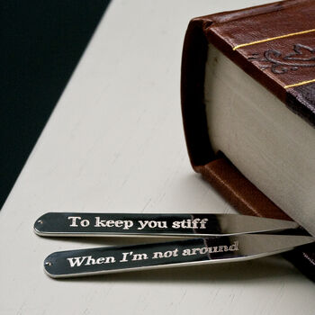 Personalised Secret Message Rhodium Plated Collar Stiffeners, 7 of 12