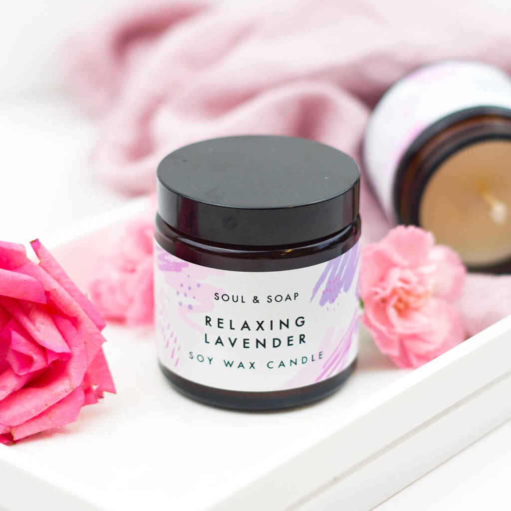 relaxing lavender natural soy candle by soul and soap