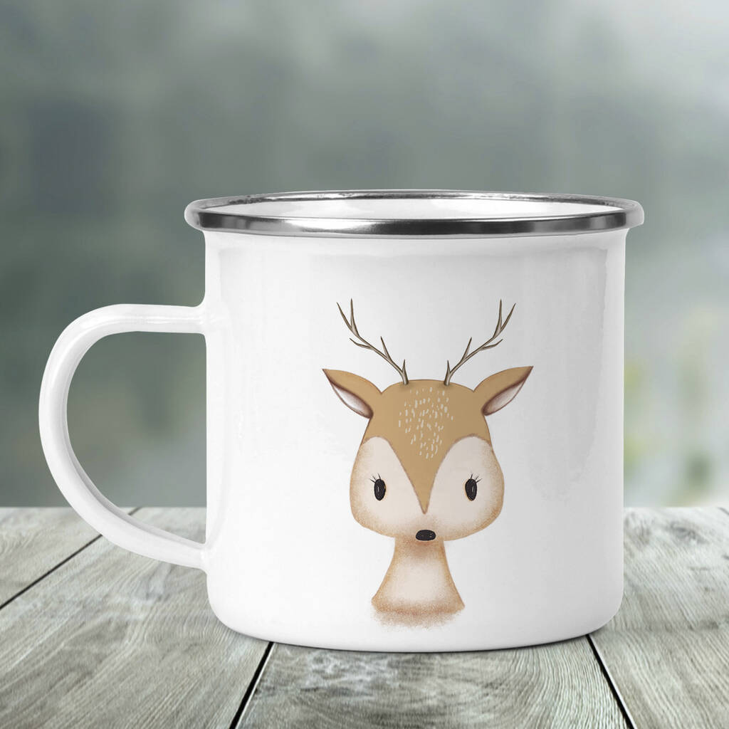 Woodland Deer Enamel Mug, 1 of 4
