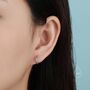 Sterling Silver Delicate Opal Huggie Hoop Earrings, thumbnail 7 of 11