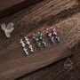 Rainbow Cz Cluster Stud Drop Earrings Sterling Silver, thumbnail 6 of 11