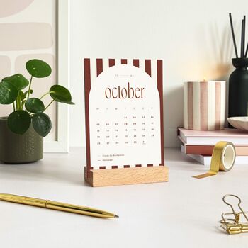 2026 Desk Calendar With Refillable Cards With Wood Stand, 2 of 10