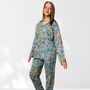 Pale Blue Floral 100% Cotton Ladies Pyjamas, thumbnail 3 of 8