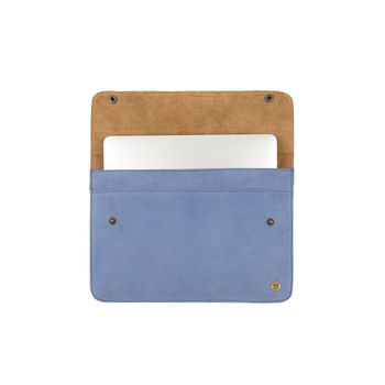 Personalised Blue Leather Oslo Macbook Sleeve/Case, 3 of 5