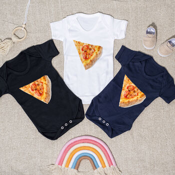 Dad And Baby Pizza Slice T Shirt And Baby Grow Set, 4 of 4