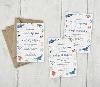 Personalised Under The Sea Party Invitations, 3 of 3