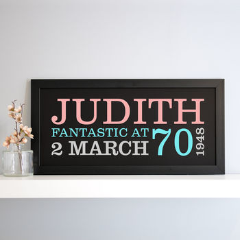 Personalised 70th Birthday Rectangular Framed Print, 6 of 9