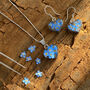 Sterling Silver Heart Charm Earrings Handmade With Real Forget Me Not Flowers, thumbnail 4 of 11