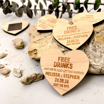 Save The Date Wooden We Do Heart Magnet Wedding Invite, 8 of 9