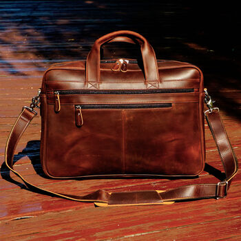 Genuine Leather Briefcase With Zip Pockets, 2 of 12