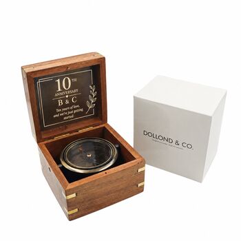 Personalised 1st To 10th Anniversary Heritage Gimbal Compass, 2 of 12