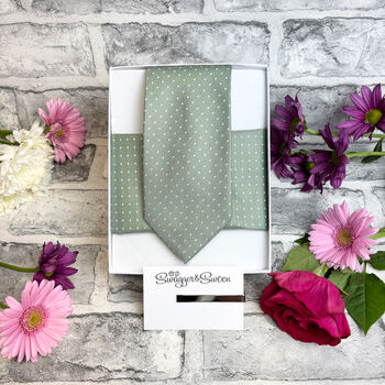 Wild Sage Pin Dots Wedding Tie Set, 3 of 6