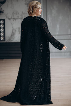 Black Macrame Lace Kimono Cape, 7 of 12