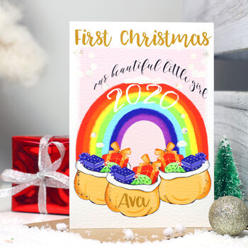 Personalised Rainbow First Christmas Card, 3 of 6