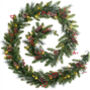 Traditional Christmas Garland, Red Berries, Pine Cones, Pre Lit, 180cm, thumbnail 1 of 5