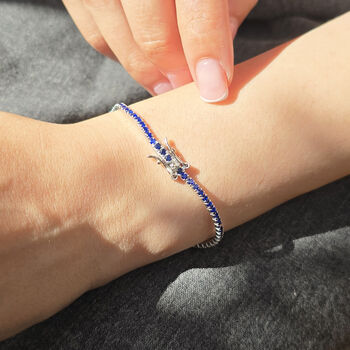 Sapphire Gemstone Sterling Silver Tennis Bracelet, 2 of 5