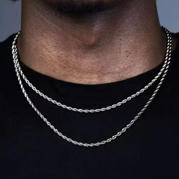 Sterling Silver Medium Rope Chain Necklace – 16in To 28in, 2 of 7