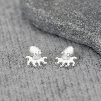 Sterling Silver Octopus Stud Earrings, 4 of 5