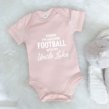 Watching Sport With Uncle Personalised Sports Babygrow, 3 of 8