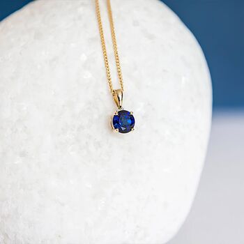 Personalised Solid 9ct Yellow Gold September Sapphire Birthstone Necklace, 4 of 12