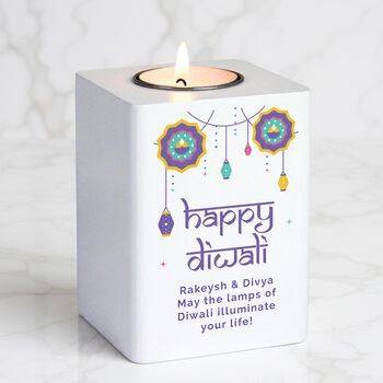 Personalised Diwali Wooden Tealight Holder, 3 of 5