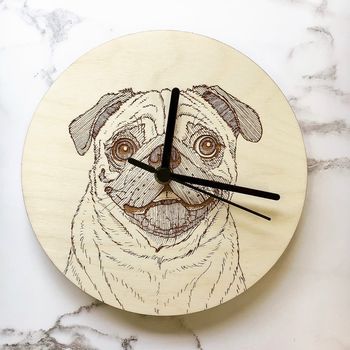 Laser Etched Pet Portrait Wall Clocks, 7 of 9