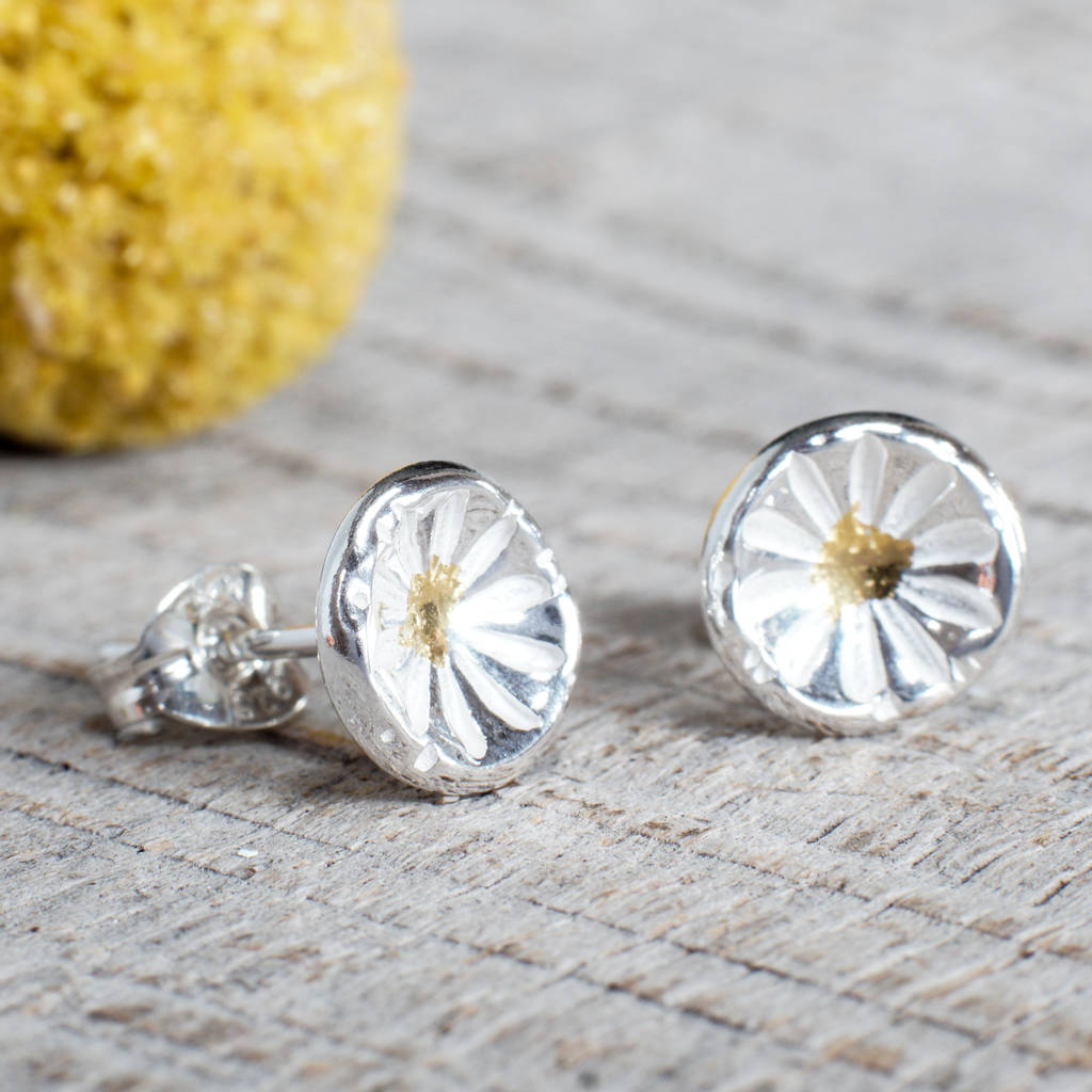 silver daisy stud earrings by elin mair janglerins