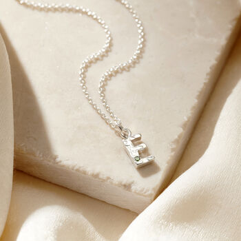 Textured Birthstone Initial Necklace, 4 of 11