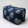 Fan Flower Pattern Indigo Cotton Wash Bag, thumbnail 3 of 10