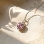 Mini Heart Rose Quartz October Birthstone Necklace, thumbnail 1 of 3