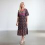 Zaria Black Silk Print Embroidered Dress 28, thumbnail 1 of 3