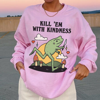 'Kill 'Em With Kindness' Frog Graphic Sweatshirt, 4 of 5