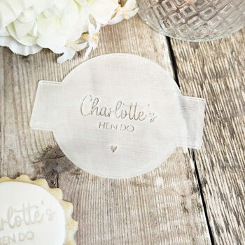 Personalised Acrylic Hen Night Party Icing Embosser Stamp For Icing, 3 of 4
