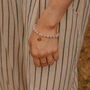Rose Quartz Stone Bracelet With Gold Tone Detail, thumbnail 2 of 6