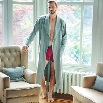 Men's 'Moss' Herringbone Brushed Cotton Robe, 3 of 5