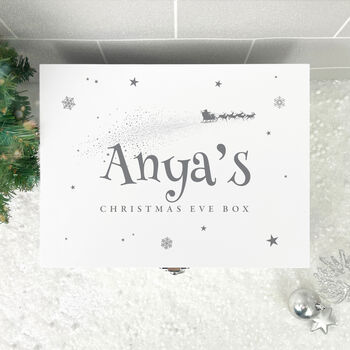Personalised White Wooden Santa Sleigh Christmas Eve Box Three Sizes 22cm | 27cm | 30cm, 3 of 7