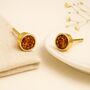 Gold Plated Sterling Silver November Citrine Birthstone Stud Earrings, thumbnail 2 of 6