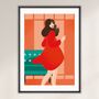 Woman In Red Illustrated Art Print, thumbnail 3 of 6