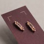 Tudor Baguette Gold Stud Earrings, thumbnail 5 of 6